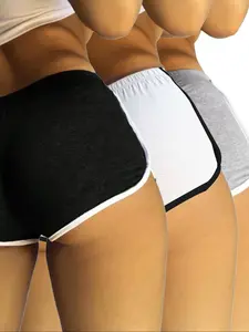 Women's Slim-Fit Casual Sportswear Home Essential Shorts Set, 3-Piece Comfortable Ladies Underwear, Daily Wear Essentials, Athleisure Shorts, Athletic Wear Shorts, Lightweight Workout Shorts