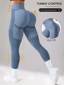 Women's Seamless High-Waisted Yoga Compression Leggings, Butt Lifting Fitness Bottoms, Outdoor Yoga Cycling Running Multi-Sport Wear