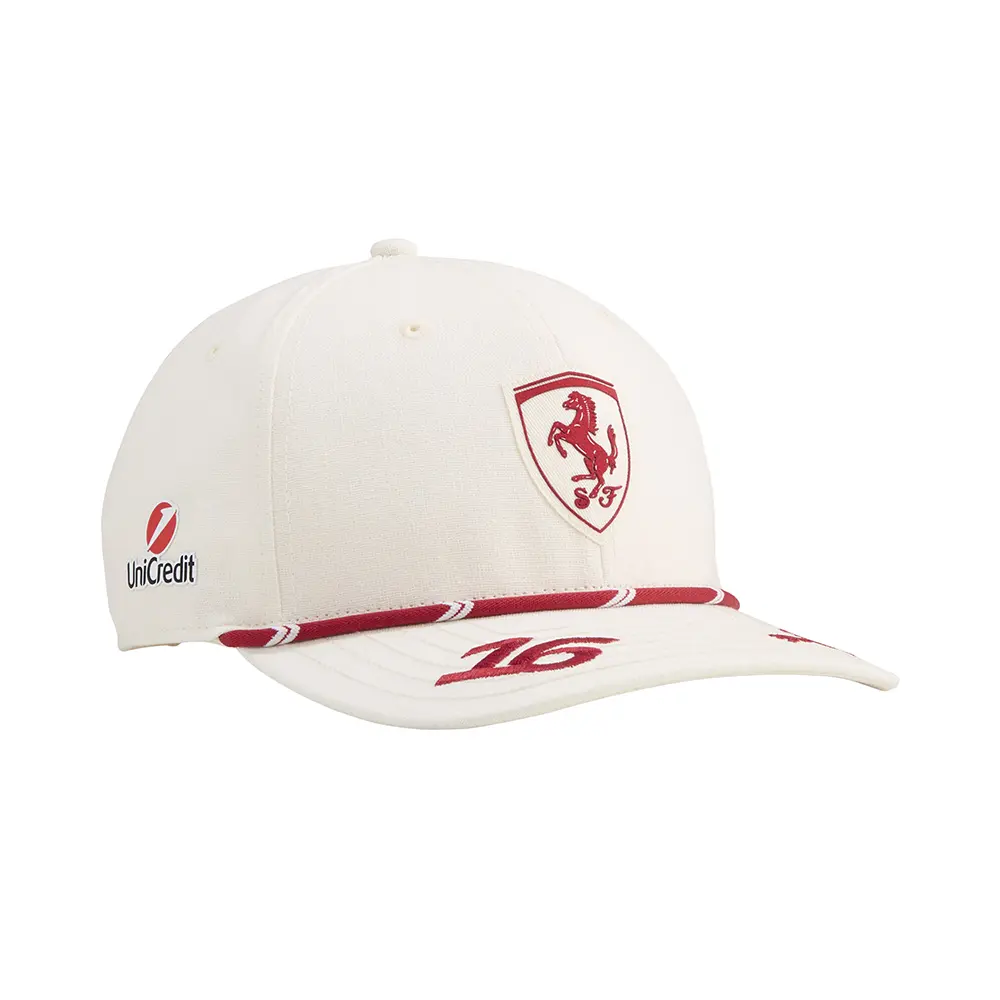 PUMA Mens Scuderia Ferrari Replica Homerace Leclerc Adjustable Cap Casual - White PUMA Mens Scuderia Ferrari Replica Homerace Leclerc Adjustable Cap Casual - White