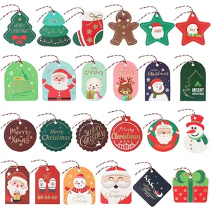 Christmas Gift Tags with String, 72PCS Christmas Tags for Gifts, Gold Foil Colorful Hanging Xmas Gift Tags for DIY Christmas Holiday Gift Wrapping and Label Packaging