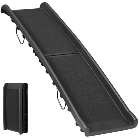 Segawe Plastic Bi-Fold Dog Ramp - 61"l x15.7"w x5.5"h, Compact Portable, 10 lbs Lightweight, Quick Setup, Secure Grip Surface, Made for Car Truck SUV Boarding, Fold-Flat Storage, Single Unit, 61"L X 15.7"W X 5.5"H
