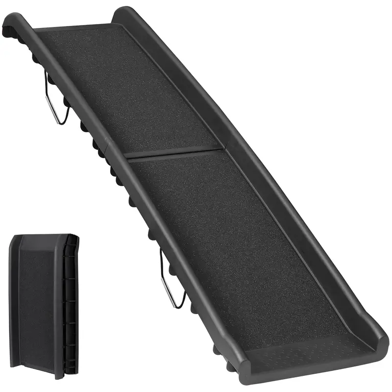 Segawe Plastic Bi-Fold Dog Ramp - 61"l x15.7"w x5.5"h, Compact Portable, 10 lbs Lightweight, Quick Setup, Secure Grip Surface, Made for Car Truck SUV Boarding, Fold-Flat Storage, Single Unit, 61"L X 15.7"W X 5.5"H