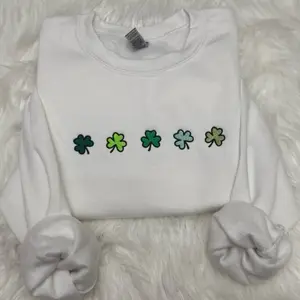 EMBROIDERED St. Patrick’s day lucky sweatshirt/ Lucky Embroidered Sweatshirt, Clover embroidery, St Patricks Day Sweatshirt, Saint Patrick's Pullover, Clovers, Simple Holiday Sweater,