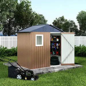 6x4 FT Outdoor Metal Storage Shed with Window, Lockable Doors & Air Vents, Spacious Garden Tool Shed for Backyard, Patio & Lawn