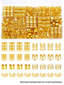70pcs Hair Beads Hair Cuffs, Braiding Hair Rings, Alloy Hair Charms for Loc Braids, Adjustable Metal Braid Hair Jewelry