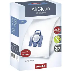 Miele 10123210 AirClean 3D Efficiency Dust, Type GN, 4 Bags & 2 Filters, White