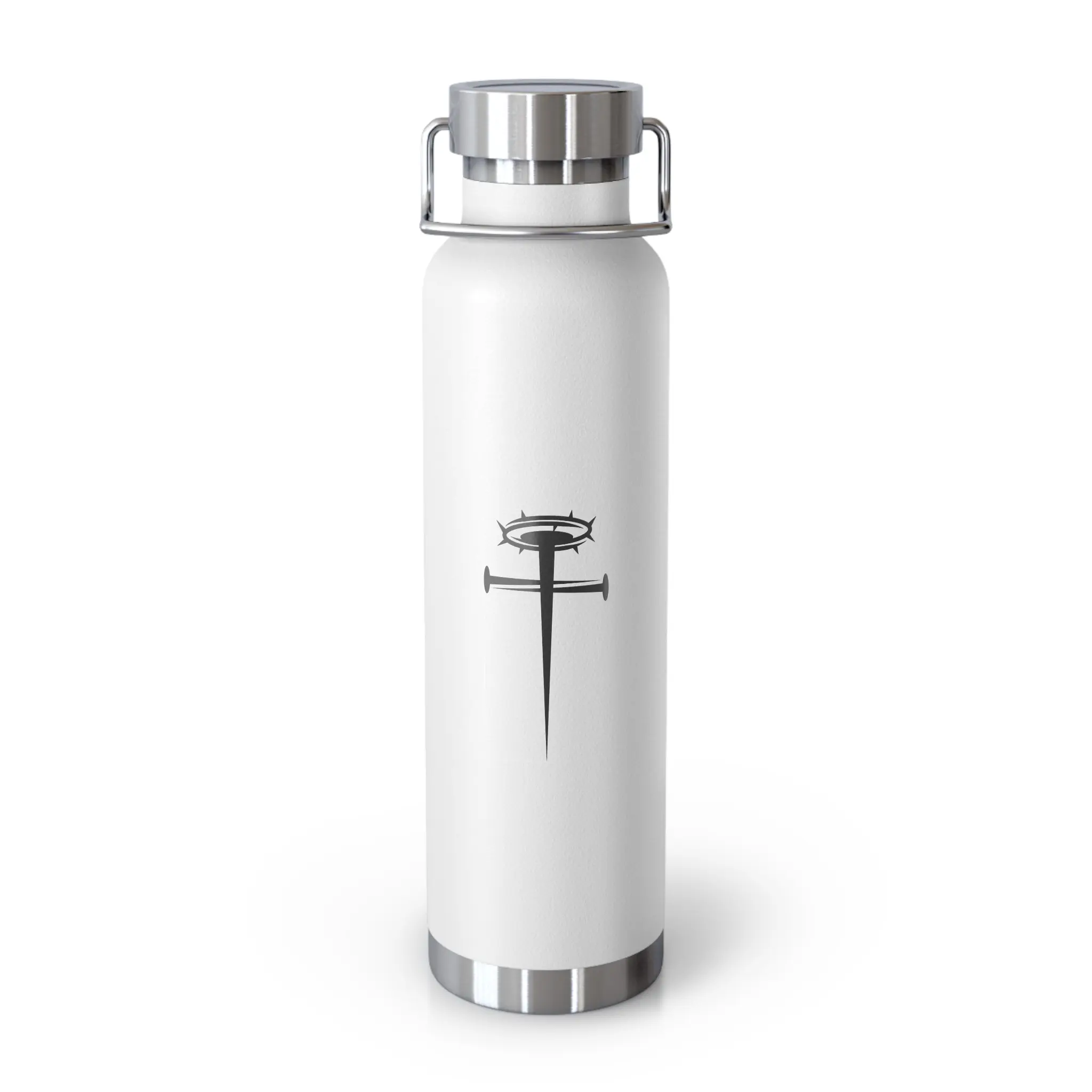His Cross Copper Vacuum Insulated Bottle, 22oz | Christian Faith Stainless Steel Water Bottle