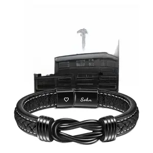 Stainless Steel Leather Bracelet Lovemyson Magnetic Twist Style European American Men Bracelet Travel Commemoration