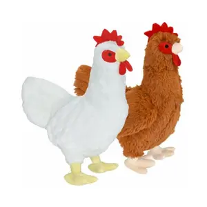 212 MAIN Plush Toy for Dogs, 12 in. Brown & White Chicken Shape Squeaker Toy, Soft Plush Material, 1 Assorted Piece