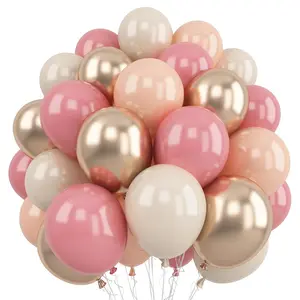 Vintage Balloons Set, 5/10/12/18 Inch Nude Champagne Gold Party Decor Latex Balloons, Boho Style for Gender Reveal Baby Shower Birthday Wedding