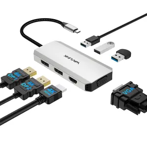 USB C Docking Station Dual DP Monitor, Displayport Docking Station with Dual DP, HDMI, VGA, USB2.0 Ports for Lenovo HP Dell, Windows System Computer