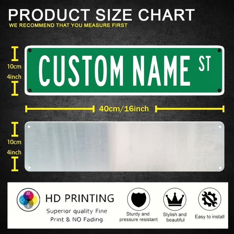 Customizable Aluminum Street Name Sign, 16X4 Inches, Easy Install, Weather-Resistant, Multipurpose Wall Hanging Decor for Home, Bar, Man Cave, Outdoor Use, English Text, 40X10Cm Christmas Decorations