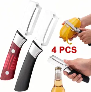 Upgraded 2-Pack Ergonomic Fruit & Vegetable Peelers — Stainless Steel Blades, Built-in Bottle Openers, Ergonomic Kitchen Tools