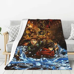 PAUSEBOLL Anime Blanket Reversible Machine Washable All-Season Multipurpose Cozy Nap Blanket for Sofa Office Bed Camping Travel Soft Flannel Fabric Multicolor Design