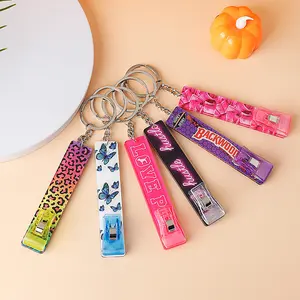 Unailty New LOVE Pink Keychain Nail Cutter Cute Mini Nail Clipper for Travel Everyday Use with Colorful Designs（CA）