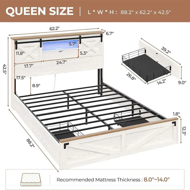 Queen Bed with 2 Drawers