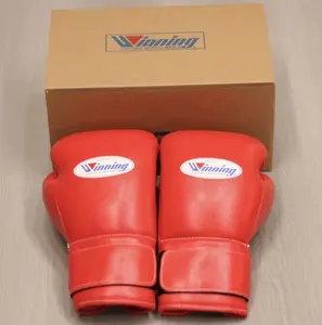 Winning Velcro Boxing Gloves, Pro Training Sparring, Maya Hide Leather, Muay Thai MMA Kickboxing, Men Women Adult, Heavy Punching Bag Focus Mitts Pads Workout, Ventilated Palm, Multi Layered, 10 OZ and 12 Oz