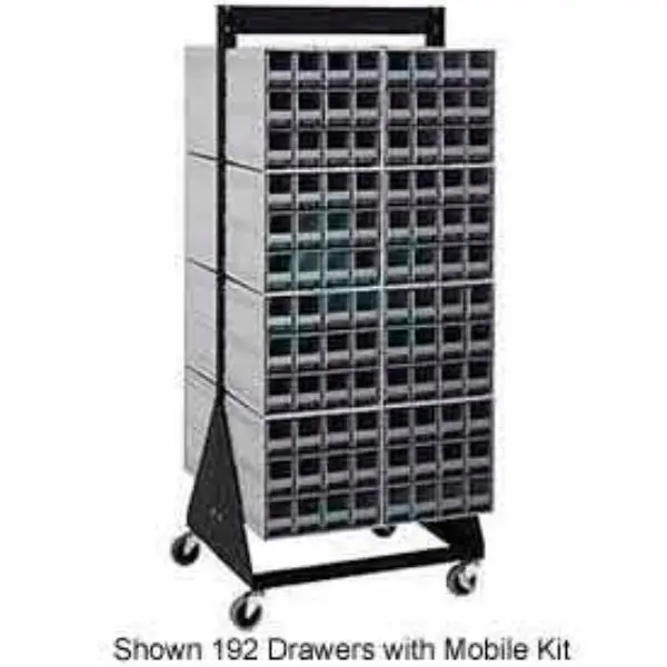 Quantum Storage Systems B382161 24 in. QIC-224-122 Double Sided Floor Stand with 96 Gray Drawer Interlocking Storage Cabinet