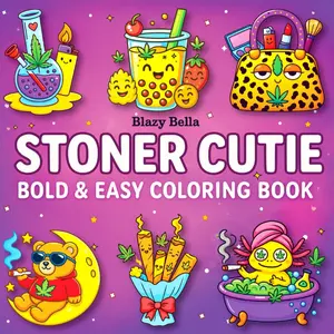 Stoned Cutie Bold and Easy Coloring Book: Cute and Simple Coloring Activity Featuring Cozy Whimsical Trippy Stoned Girl Drawing for Chill Relaxation and Stress Relief