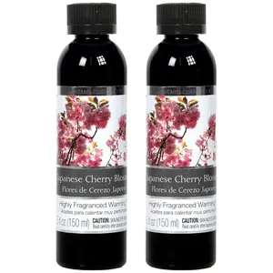 Japanese Cherry Blossom Fragrance Warming Oils, Set of 2, 5oz Each. Ideal Gift for Weddings, Spa, Reiki, Meditation, Bathroom Settings.P1