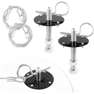 Stainless Steel  Hood Pins Kit - [ Upgrade] Carbon Fiber  Hood Cover Quick Release Pin for Reducing Shaking - Universal Automotive Exterior Accessories (Carbon Fiber Black)