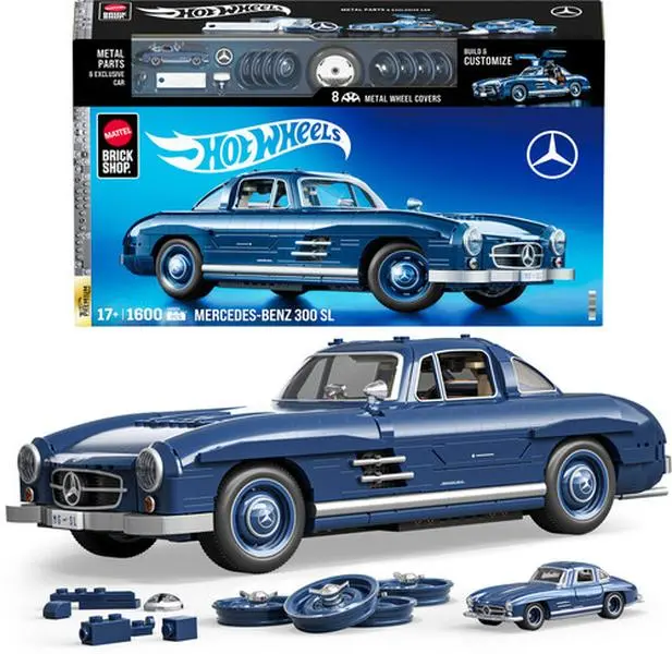 Mattel Brick Shop Hot Wheels Premium Series Mercedes-Benz 300Sl, Includes 1 Collectible Diecast Car, 1600 Piece Collectible Building Toy Set  [COLLECTIBLES] Brick