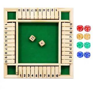 Dice Game Shut The Box Game Wooden Board Game with 10 Dices, a Classic 4 Sided Family Math Game for 2-4 Players Dice Board Game Shut-The-Box(Kids or Adults)