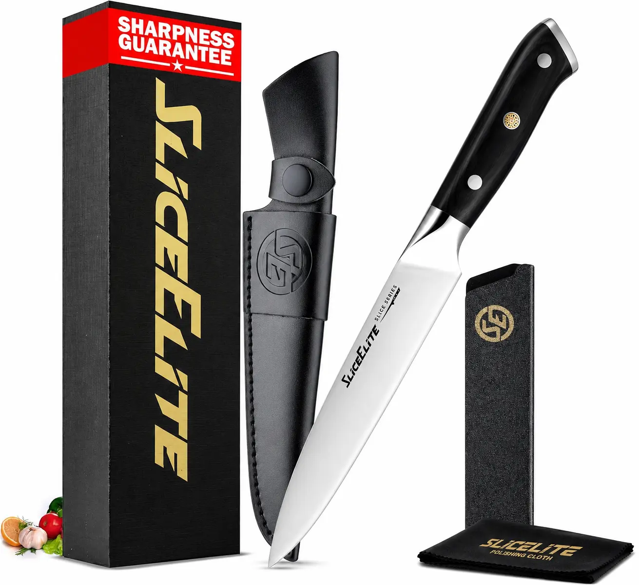 SliceElite Slice Series 8 Inch Carving Knife High Carbon German Stainless Steel Pakkawood Handle Brisket Slicer Chopper BBQ Chef Sharp Fruit Vegetable Butcher Kitchen Cutting Meat Tool Gift Precision Blade