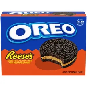OREO Reese's Peanut Butter Creme Chocolate Sandwich Cookies Limited Edition Biscuit Cookie with Oreo Cookie Crumbs for Sweet Treats & Snacks
