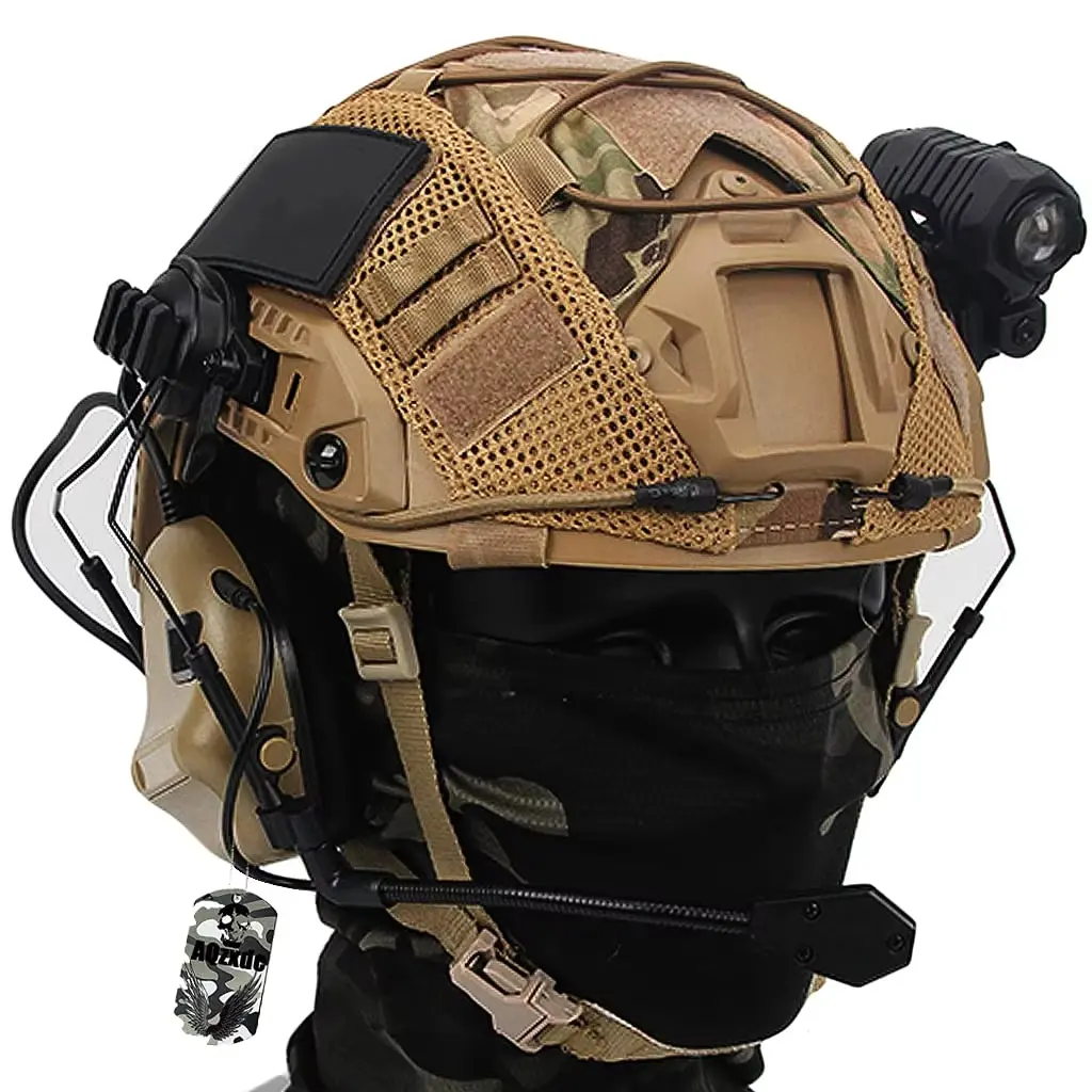 Tactical Headset Gear with Headset & PTT & Balaclava, Head Earpiece Military Headset with Noise Reduction