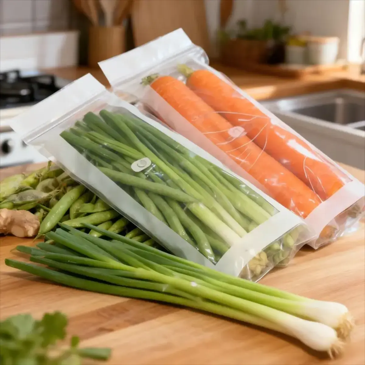 Reusable Food Storage Bags with Dual Seal - Leakproof, Airtight Clear Plastic Containers for Refrigerator Organization, Vegetables, Fruits