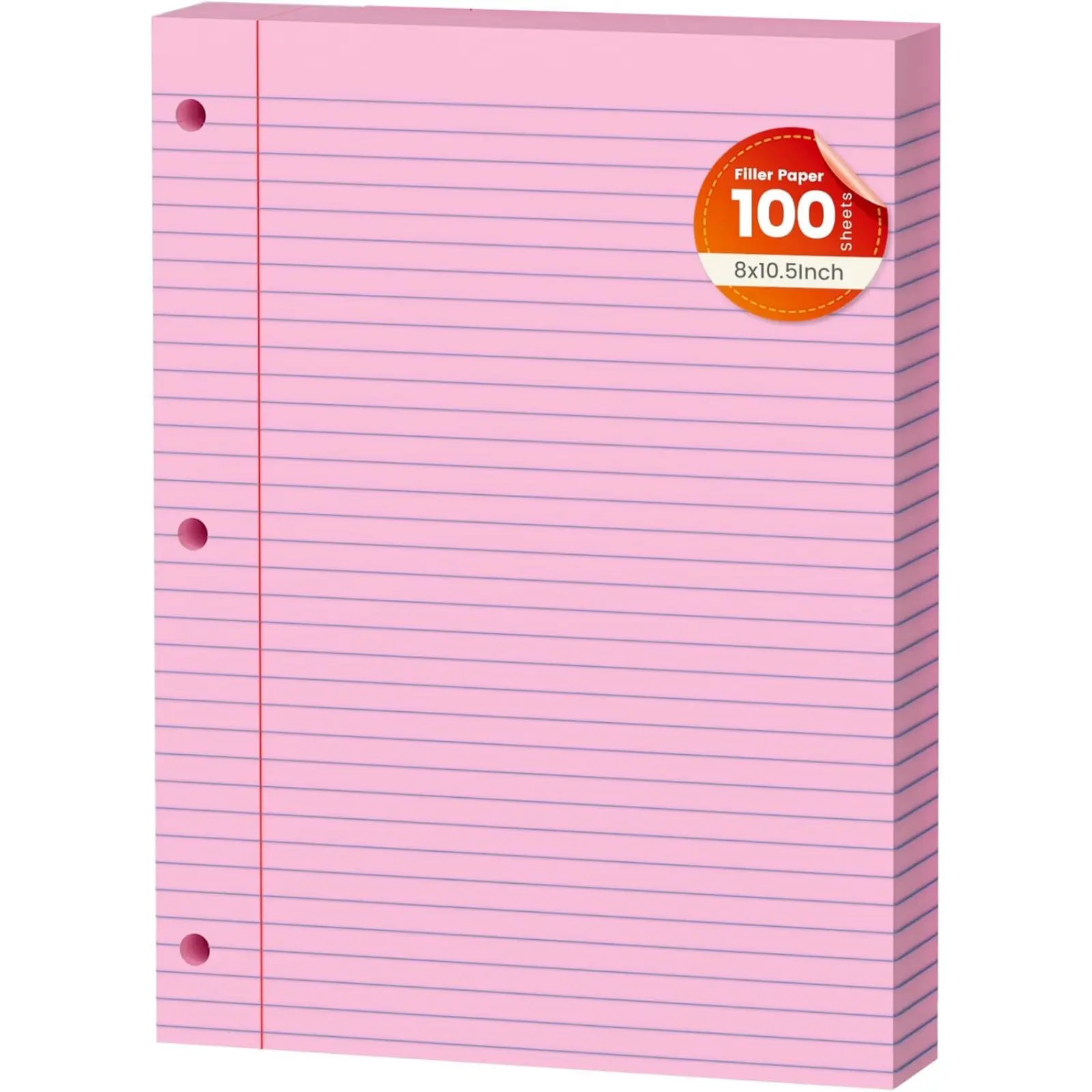 Loose Leaf Paper 100 Sheets Colored Filler Paper 8 * 10.5 College Ruled 3-Hole Punched Paper for 3-Ring Binders Notebook Lined 8" x 10.5"