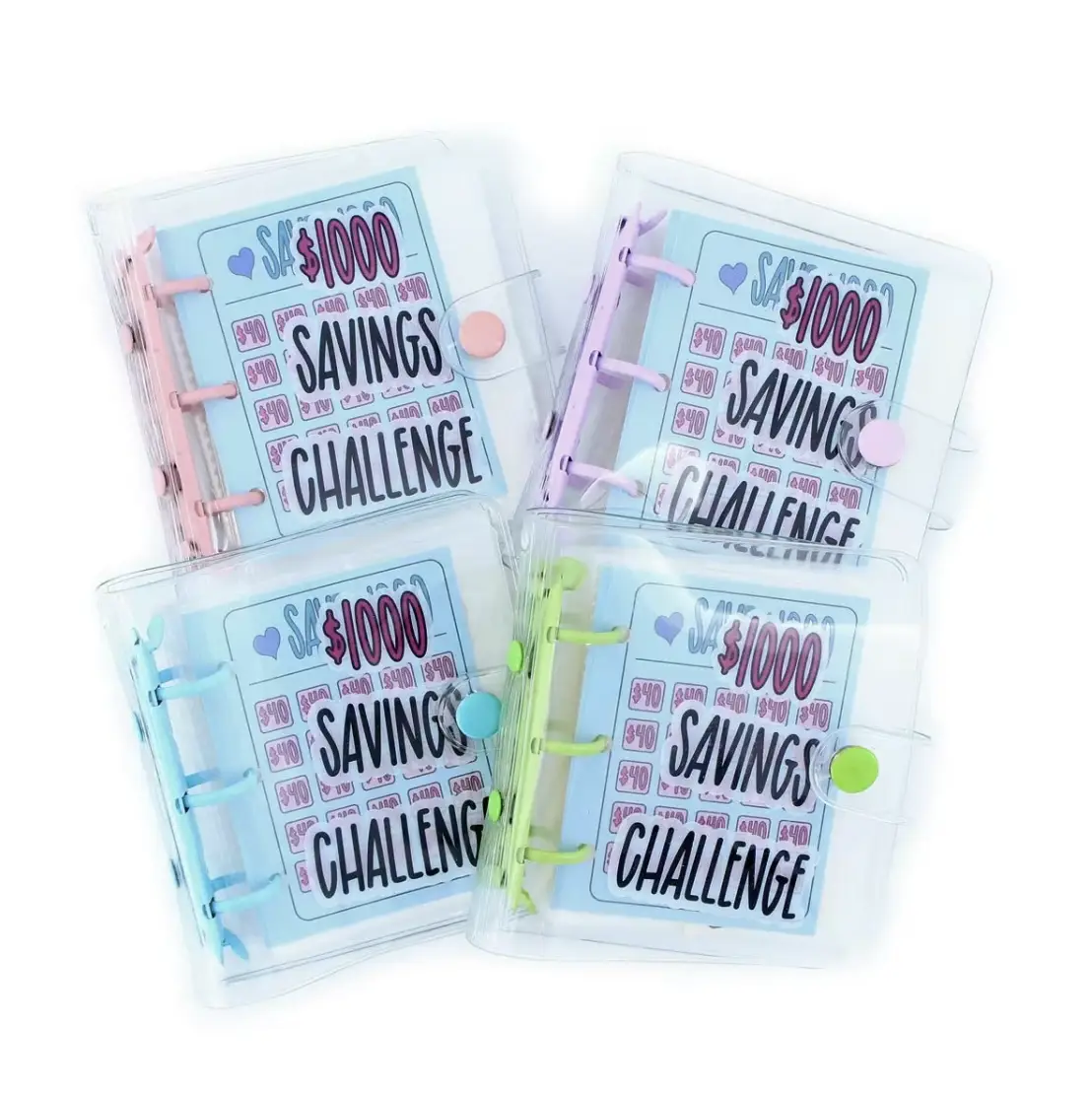 Mini Money Saving Binder, $1000 Money Saving Challenge Book Budget Binder with Envelopes Portable Deposit Anytime Anywhere， Money Saving Challenge Cle