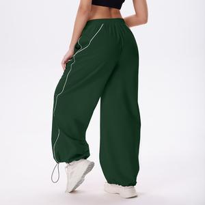 OQQfitness Womenswear WideLeg Sports Pant Waterproof Reflective stripe Chic Casual Bottoms Baggy Basic Sweatpants with Pockets Everyday Activewear