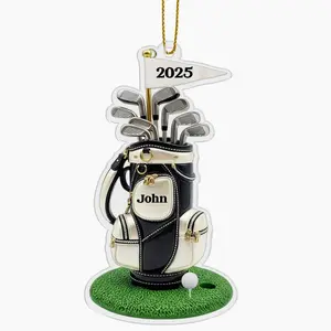 2025 Irregular Golf-Theme Acrylic Ornament - Personalized Custom Name Christmas Decoration, Hanging Holiday Room Decor, Festive Keepsake Gift for Golfers