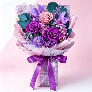Preserved Roses Bouquet, Long Lasting Never Wilt, Birthday Gifts for Her Women Wife Mom Grandma, Valentines Day Anniversary Christmas Delivery, Purple Flowers for Mother's Day Prime