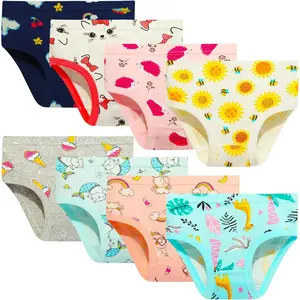 KF5-UWA04 Girls' Cotton Brief Breathable Toddler Panties Kids Assorted Underwears 6-8 pieces