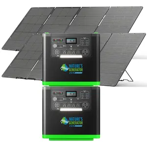 Natures Generator 3840Wh Solar Generator, LiFePO4 Batteries, 6000W Portable Power Station for Home Backup, RVs, Emergencies, Power Outages, and Outdoor Camping (2-6000W+ 2-400WFP)