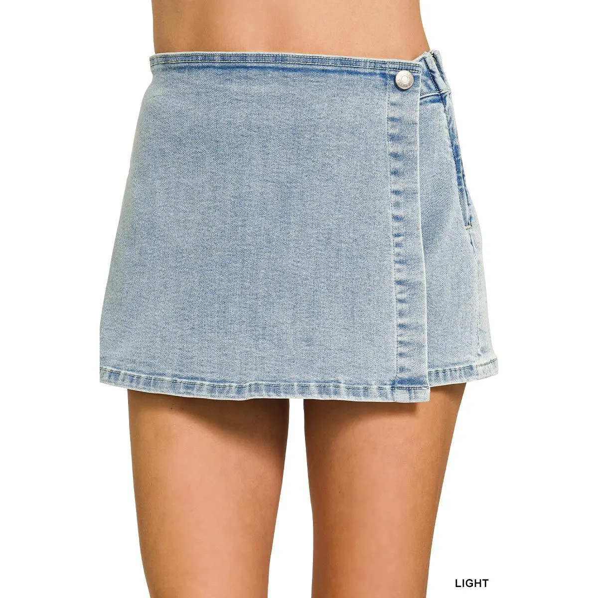 Zenana Wrap Front Denim Skort