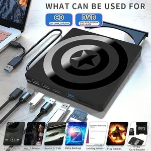 NEW 8in1 External CD DVD Drive for Laptop Desktop Computer, USB 3.0 Type-C Ultra Slim 12.5mm DVD ROM Player Portable CD DVD +/-RW Drive CD Burner Reader Writer Recorder for Desktop PC Windows 11/10/8/7 Linux Mac OS 2026 External CD DVD Drive