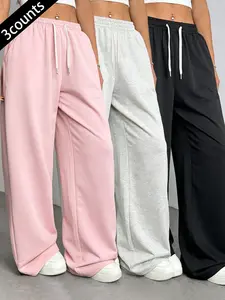 Women's Casual Fitted Activewear Pants, Outdoor Running Straight Leg, Adjustable Drawstring Waist, Thin Spring Summer Trousers, Plain Pattern, No Ca Prop 65