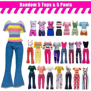 30PCS Doll Clothes  Accessories for 11.5 Inch Girl Dolls - Random 5 Tops, 5 Pants, 3 Dresses, 3 Fashion Dresses, 2 Swimwear, 6 Shoes Pairs, 1 Bag, 5 Hangers