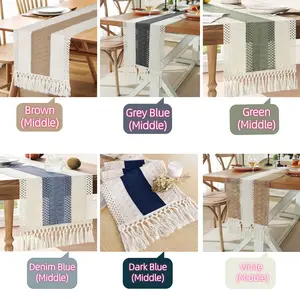 1 pcs Bohemian Style Table Runner,Fall Decor,With Tassels 63 Inches Long Home Decor Table Runner,For Table, Wedding, Party, Festival Decoration