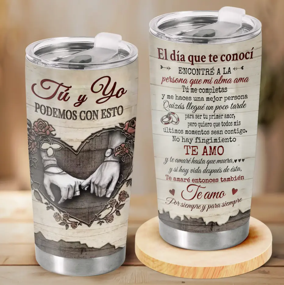 BNB  “Tú & Yo” Vaso Térmico 20oz – Regalo de San Valentín para Ella o Él, Taza de Amor para Parejas, Regalo de Aniversario para Esposo y Esposa, Hecho en EE. UU