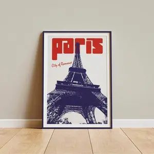 1pc Frameless Eiffel Tower Retro Paris Travel Art Print - Blue Aesthetic Vintage Poster For Home Office Classroom Bedroom Dorm, Room Decor Bedroom, Decoration , Vintage Decor & Best Gift Choice