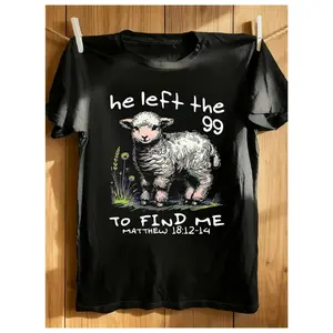 He Departed from The 99 Christian T-Shirt, Festive Plus-Size T-Shirts, Humorous T-Shirts, Apparel for Both Men And Women, Holiday Presents, Plus-Size Comfortable Graphic Print Tee, Suitable for All Seasons And Daily Outdoor Activities