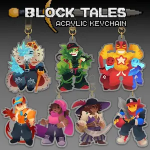 BLOCK TALES Keychains - Cruel King, Griefer, Noobador [Red + Blue], Builderman, Kyoko, Calypso, Player Acrylic Charms - Anime Hot Pendant, Cute Keyring Accessory, Fun Charm For Backpack Or Purse | High Quality and Customer Favorite Items