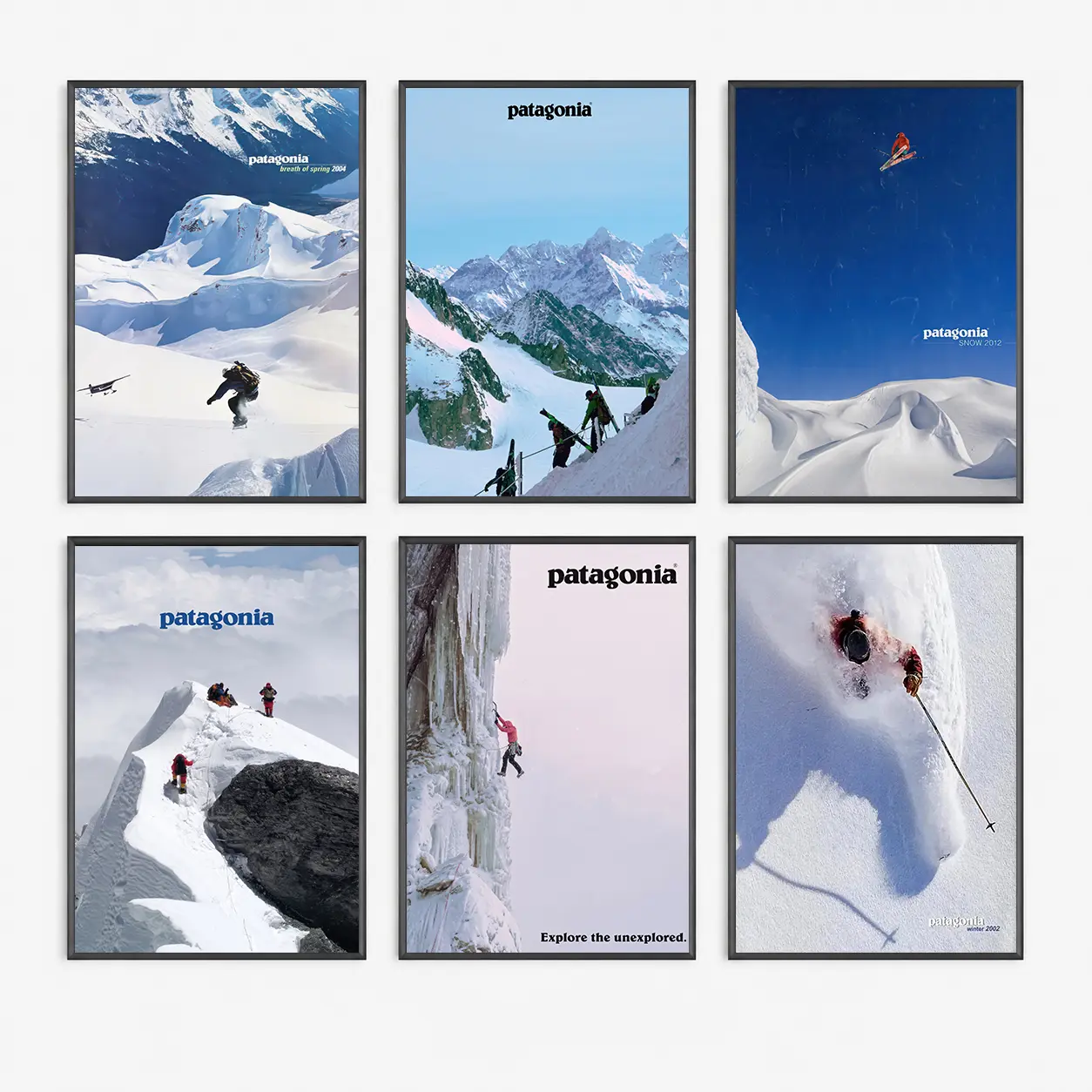 Vintage Patagonia Snowy Canvas Print Poster Decor, Skiing Decor Poster, Mountain Lovers Decor, Ice Climbing Adventure Decor, Ski Mountain Landscape Canvas Print, Snowy Trekking Poster, Sport Art Decor For Home Bedroom Office Living Room