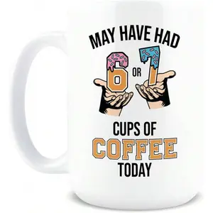 Hogg 67 Mug - 6 Or Cups Of Coffee, 15 Oz Ceramic Coffee Cup, 6 Mug, 6, 6-Cup, White Elephant, Viral 6-Merchandise, Funny Novelty Gifts