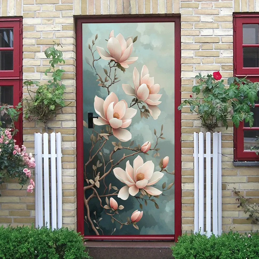 2pcs Magnolia Branch Wall Stickers Peel and Stick Removable Decals for Living Room BedroomHome Decor Modern Minimalist Chinese Style Flower Art Wall Decorations Self Adhesive Wall Murals